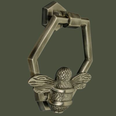 Brass Honeycomb Bee Door Knocker - Pewter Finish