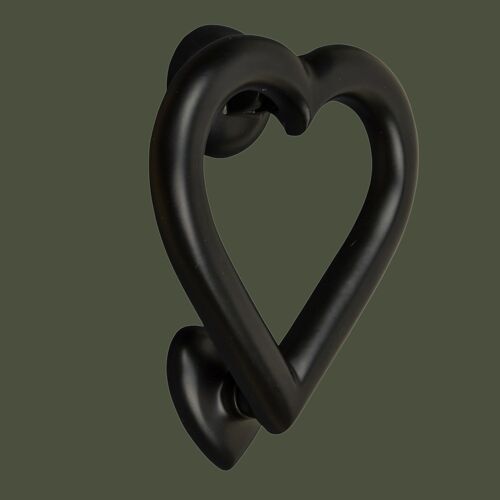 Brass Love Heart Door Knocker - Black Finish