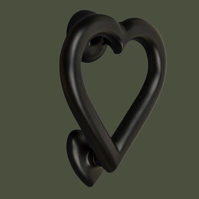 Battente per porta Love Heart in ottone - Finitura nera