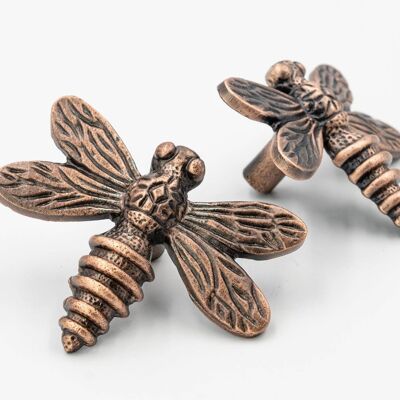 Bouton de tiroir libellule - fini cuivre antique