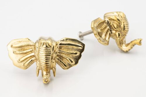 Elephant Drawer Knob - Gold - Brass Finish