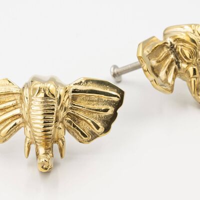 Elephant Drawer Knob - Gold - Brass Finish