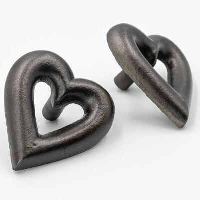 Perilla de cajón con forma de corazón - Acabado en negro