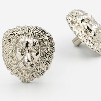 Bouton de tiroir Lion - Fini nickel