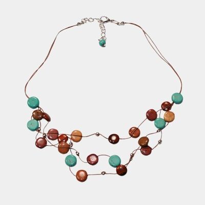 Myra wood and turquoise necklace
