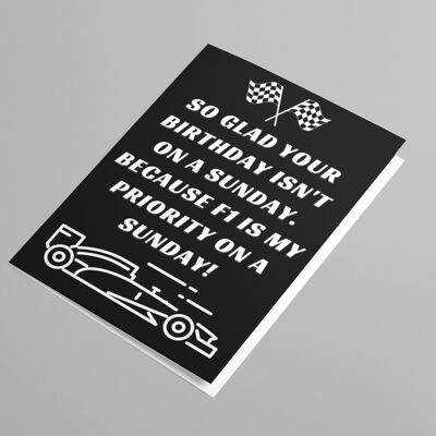 F1 Birthday Card. Formula One Birthday Card