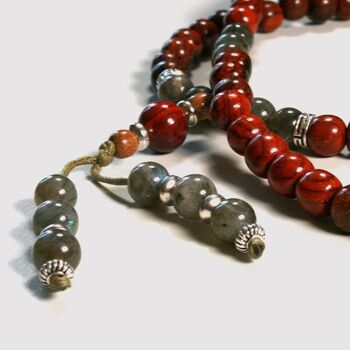 Collier mala acajou et Labradorite Zoé 2