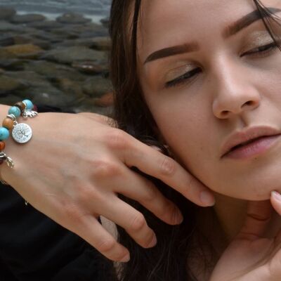 Bracelet - Samia turquoise wood bangle