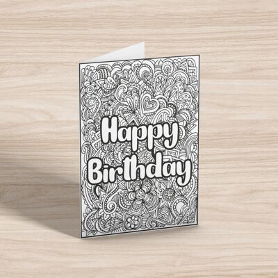 Happy Birthday Card. Colour in yourself Card