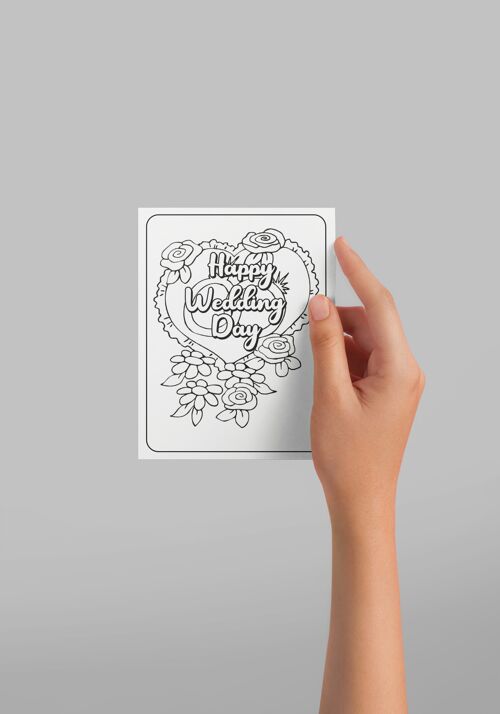 Happy Wedding Day Card. Wedding Card. Wedding Gifts. Colour in yourself, activity card