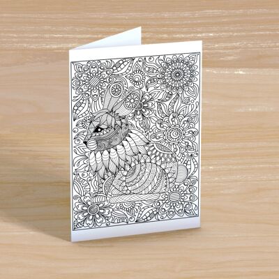 Rabbit Greetings Card. Colour in Cards. Colour in yourself