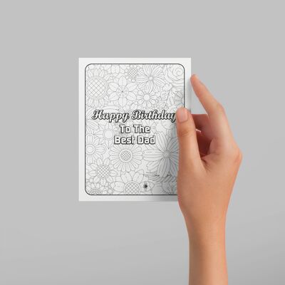 Happy Birthday to the Best Dad, Dad Birthday Card, Colour in yourself card