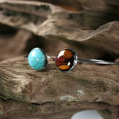 Bracelet - Oxana wood and turquoise bangle