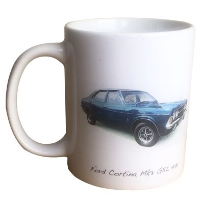 Ford Cortina Mk3 GXL 1971 - 11oz Ceramic Coffee Mug - Great Present for the Classic Ford fan