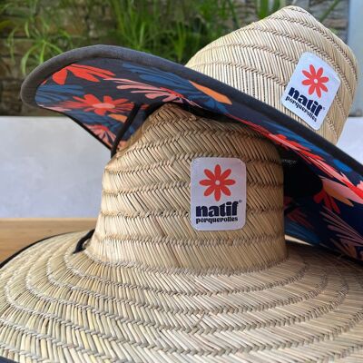 Chapeau de paille surf flowers