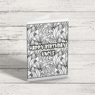 Happy Birthday uncle. Uncle Birthday Card. Colour in yourself, Greetings Card
