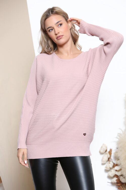 Pink ribbed jumper with heart