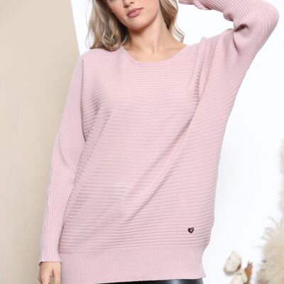 Pink ribbed jumper with heart