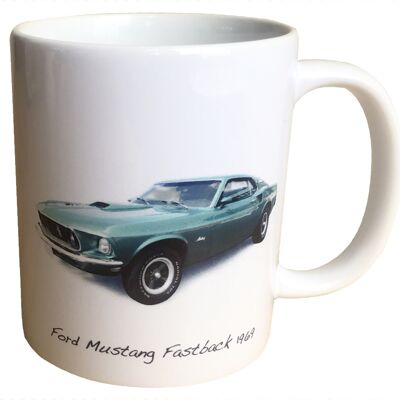 Ford Mustang Fastback 1969 - 11oz Ceramic Mug - The Perfect Gift for the American Muscle Car Enthusiast