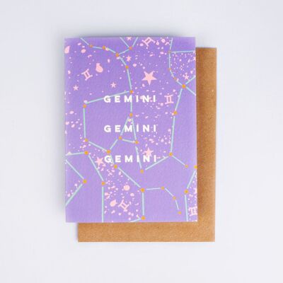 Cosmic Gemini Astro Birthday Card