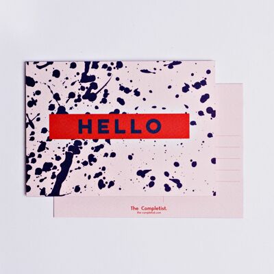 Postal azul marino Hello - de The Completist