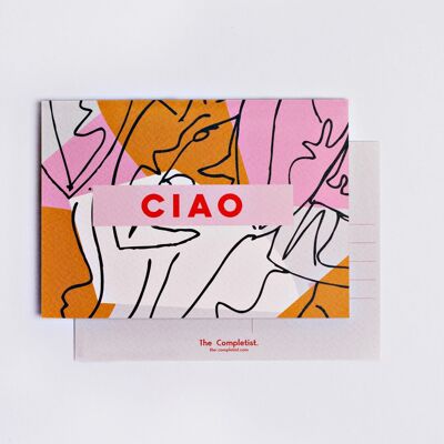 Pink Mustard Ciao Postcard - by The Completist