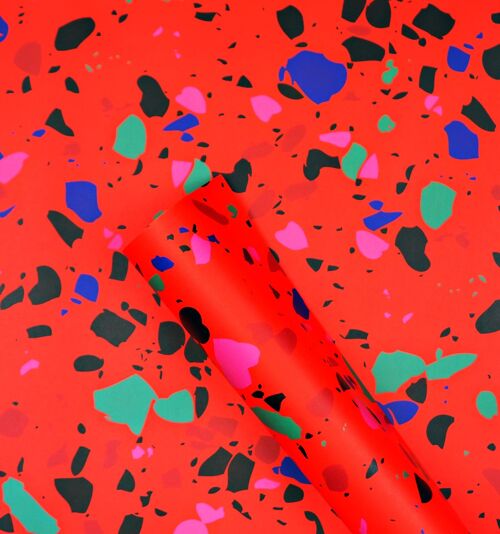 Red Terrazzo Gift Wrap - by The Completist