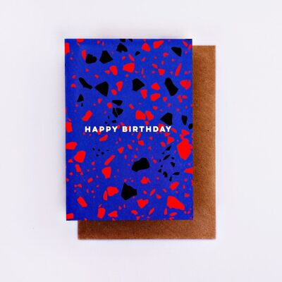 Blaue Terrazzo-Geburtstagskarte