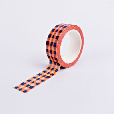 Orange Brush Check Washi Tape