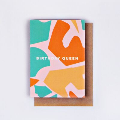 Carte de formes de reine d'anniversaire