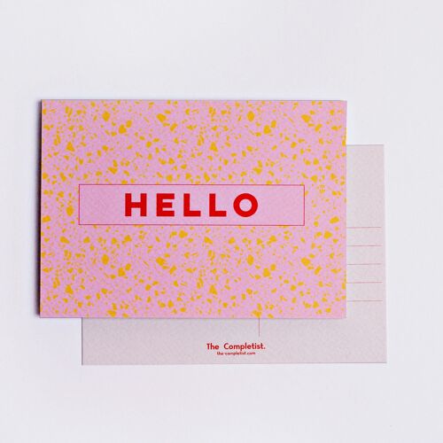 Pink Mustard Hello Postcard