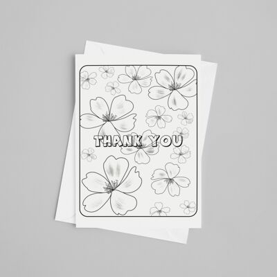 Thank you Card. Colour in yourself Greetings Card.