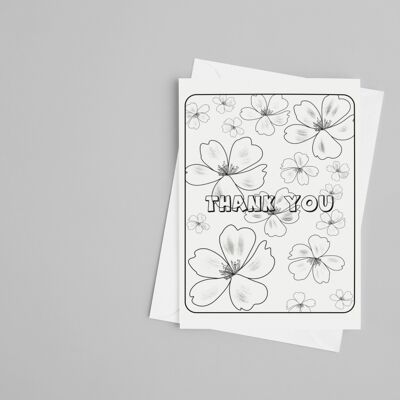 Thank you Card. Colour in yourself Greetings Card.