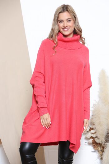 Pull d'hiver oversize corail 1