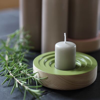 Summer evening with wooden candle holder