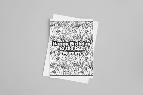 Mummy Birthday Card. Colour in yourself Greetings Card