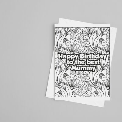 Mummy Birthday Card. Colour in yourself Greetings Card