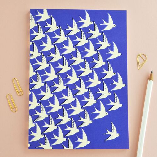 Birds Inflight In Blue Perfect Bound Notebook Gift