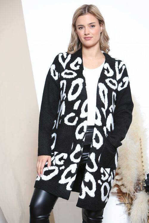 Black/White leopard print smart cardigan