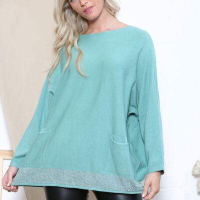 Lake Green winter top with sparkle hem