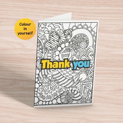 Thank you Card. Colour in yourself Greetings Card
