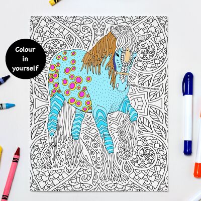 Pferd Farbe in sich selbst, Aktivitäts-Gruß-Karte