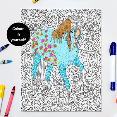 Pferd Farbe in sich selbst, Aktivitäts-Gruß-Karte