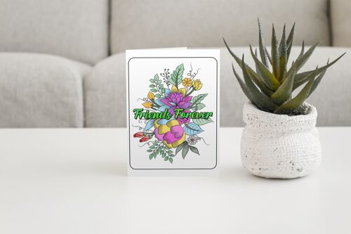 Forever Friends Colour in Greetings Card