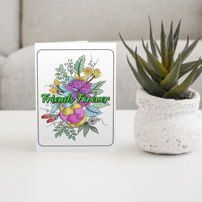 Forever Friends Colour in Greetings Card