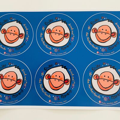 Stickers, Featuring Fruity Monkey Beer — sheet of 6
