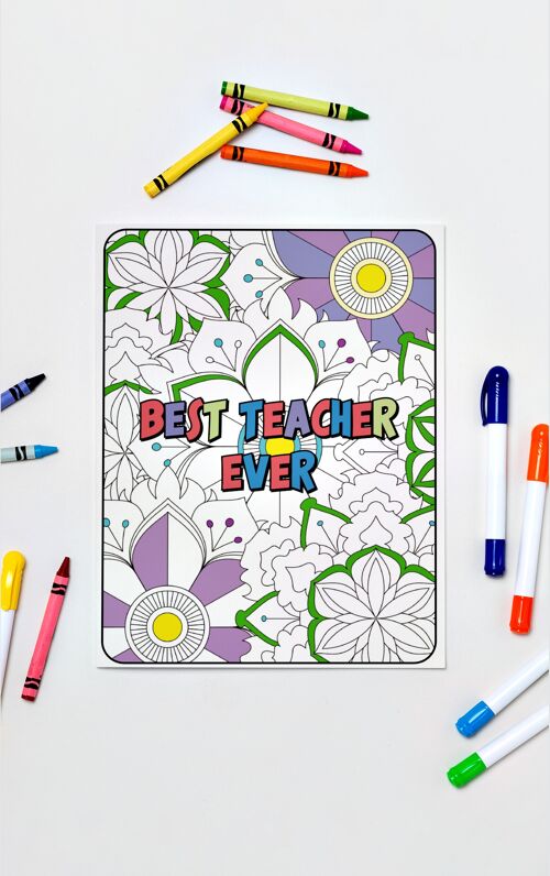 Best Teacher Card. Colour in yourself Greetings Card