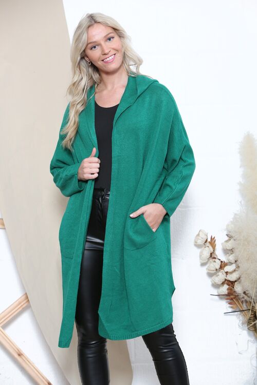 Green hooded cardigan with pockets