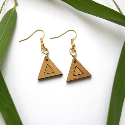 Golden triangle inlay drop earrings