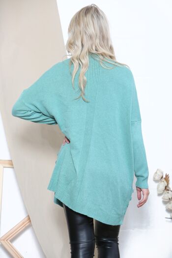 Pull col montant Lake Green à boutons 3